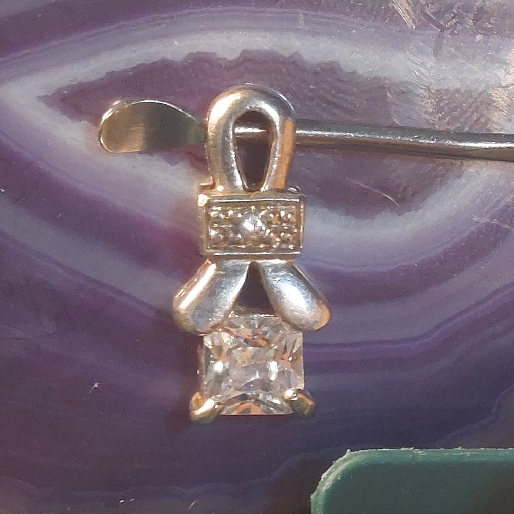 Sterling silver artisan pendant Cz signed vintage